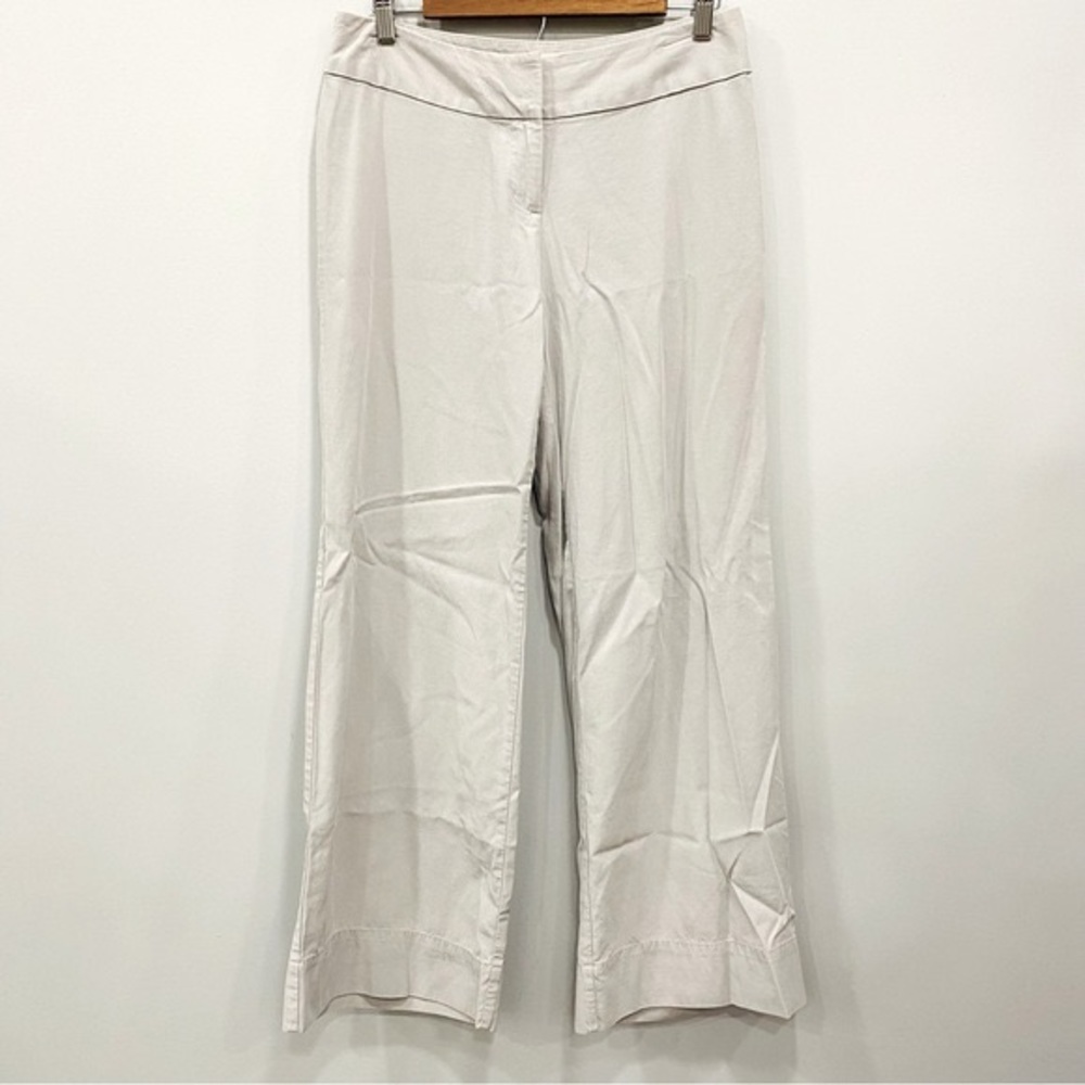J. JILL 6P Light Grey Wide Leg Tencel Bamboo Ankle Pants Minimalist Sustainable